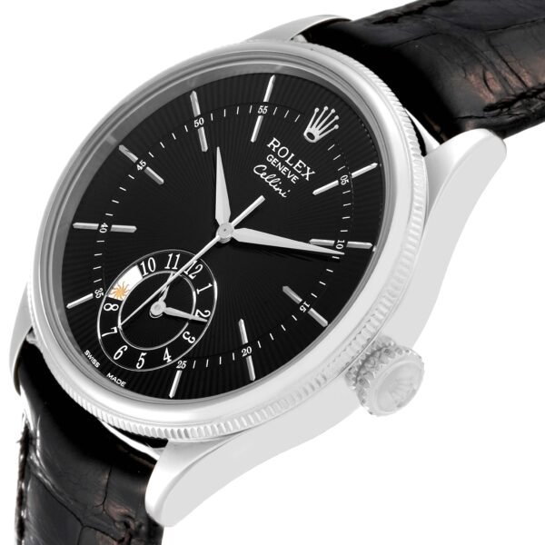 Rolex Cellini Dual Time White Gold Black Dial Automatic Mens Watch 50529 Card