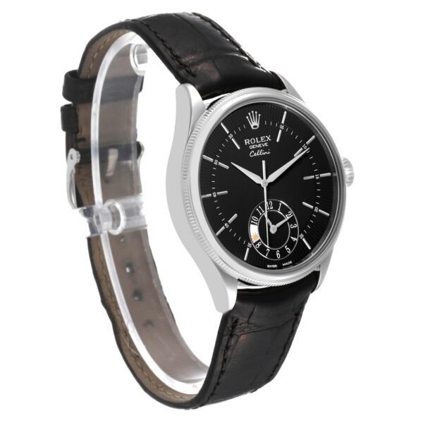 Rolex Cellini Dual Time White Gold Black Dial Automatic Mens Watch 50529 Card