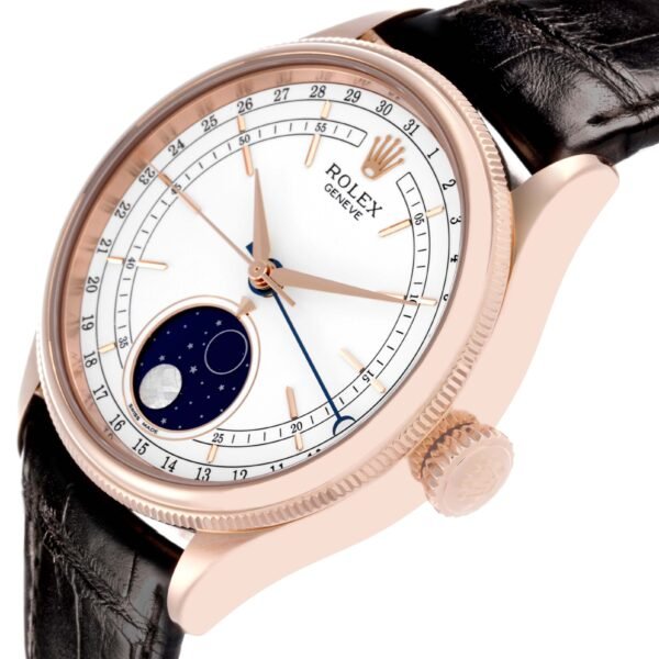 Rolex Cellini Moonphase White Dial Rose Gold Mens Watch 50535