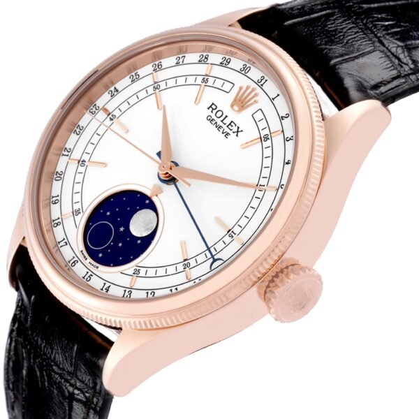 Rolex Cellini Moonphase White Dial Rose Gold Mens Watch 50535 Box Card