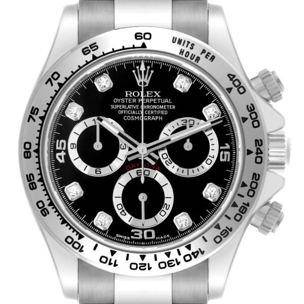Rolex Cosmograph Daytona 18K White Gold Diamond Mens Watch 116509 Box Card