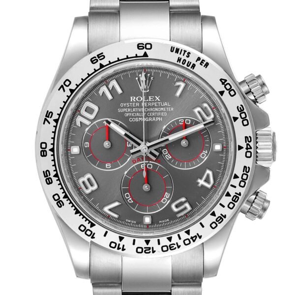 Rolex Cosmograph Daytona 18K White Gold Grey Dial Mens Watch 116509 Box Card