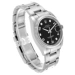 Rolex Date 34 Steel White Gold Black Diamond Dial Mens Watch 115234