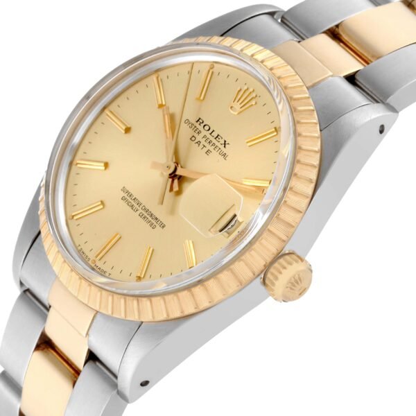 Rolex Date 34mm Steel Yellow Gold Mens Watch 15053 Box Papers