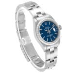 Rolex Date Blue Dial Steel Ladies Watch 69240 Box Papers