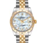 Rolex Datejust 31 Midsize MOP 18K Yellow Gold Diamond Watch 178343 Unworn
