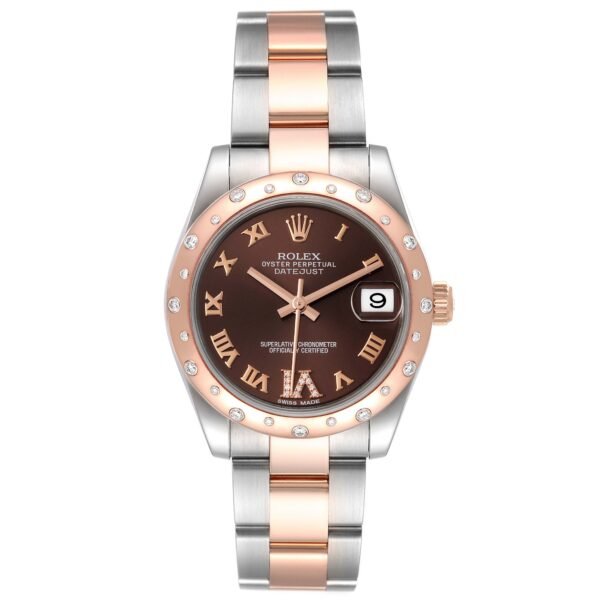 Rolex Datejust 31 Midsize Steel Everose Gold Diamond Watch 178341 Box Card