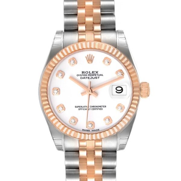 Rolex Datejust 31 Midsize Steel Rose Gold Diamond Ladies Watch 178271 Unworn