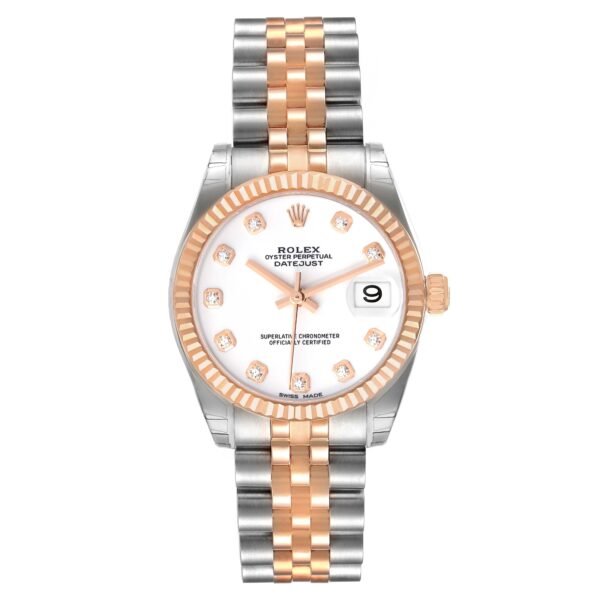 Rolex Datejust 31 Midsize Steel Rose Gold Diamond Ladies Watch 178271 Unworn