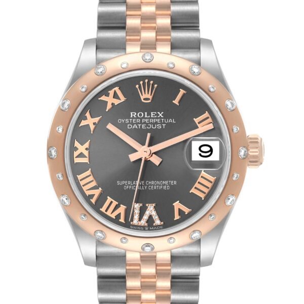 Rolex Datejust 31 Midsize Steel Rose Gold Diamond Ladies Watch 278341 Box Card