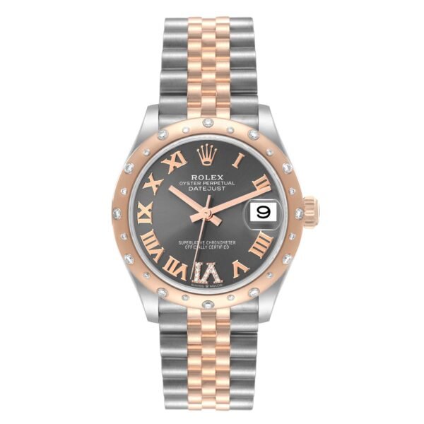 Rolex Datejust 31 Midsize Steel Rose Gold Diamond Ladies Watch 278341 Box Card
