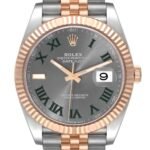 ADD TWO LINKS Rolex Datejust 41 Steel Rose Gold Wimbledon Dial Mens Watch 126331