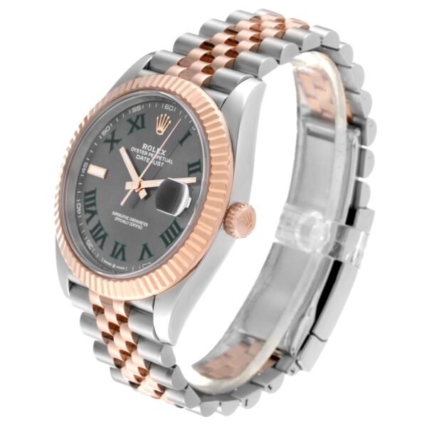 ADD TWO LINKS Rolex Datejust 41 Steel Rose Gold Wimbledon Dial Mens Watch 126331