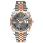 ADD TWO LINKS Rolex Datejust 41 Steel Rose Gold Wimbledon Dial Mens Watch 126331