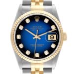 Rolex Datejust Vignette Diamond Dial Steel Yellow Gold Watch 16233 Box Papers