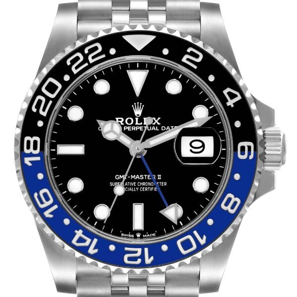 Rolex GMT Master II Batgirl Black Blue Bezel Steel Mens Watch 126710 Box Card