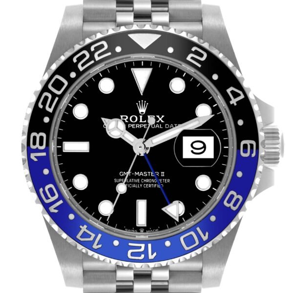 Rolex GMT Master II Batgirl Black Blue Bezel Steel Mens Watch 126710 Box Card