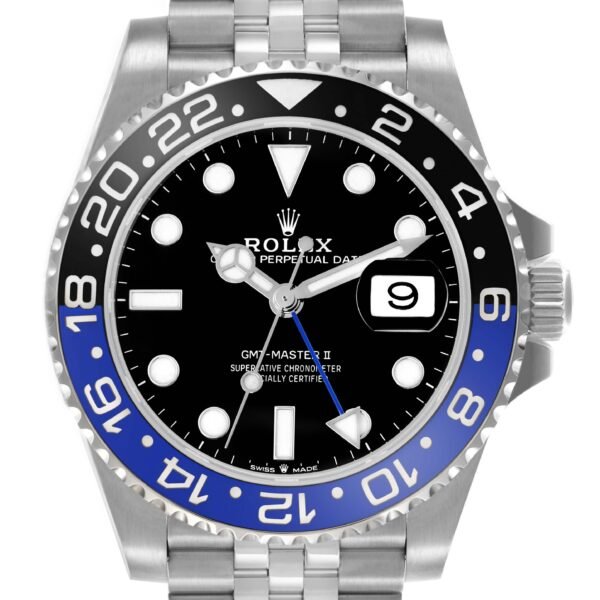 Rolex GMT Master II Batgirl Black Blue Bezel Steel Mens Watch 126710 Card