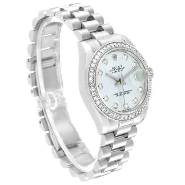 Rolex President Datejust Midsize Platinum Ice Blue Diamond Ladies Watch 178286