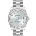 Rolex President Datejust Midsize Platinum Ice Blue Diamond Ladies Watch 178286
