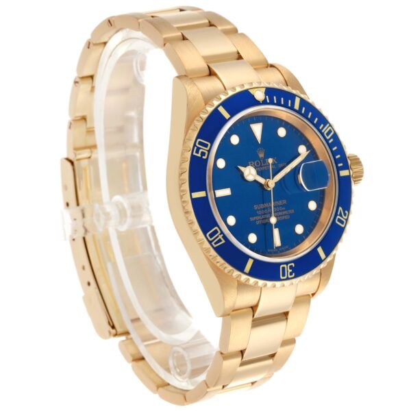 Rolex Submariner 40 Yellow Gold Blue Dial Mens Watch 16618 Box Papers