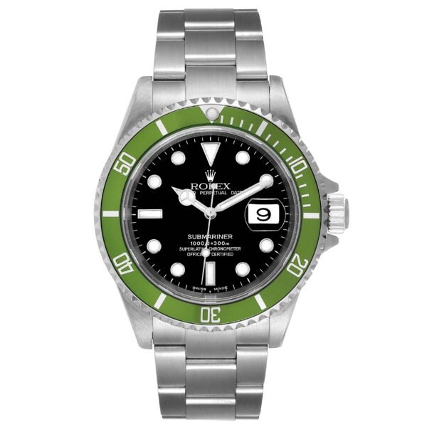 Rolex Submariner Kermit Green Bezel Y Serial Flat 4 Steel Mens Watch 16610LV