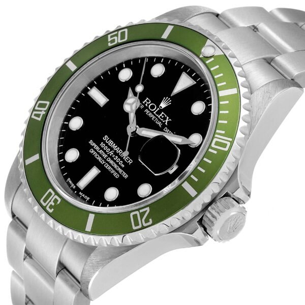 Rolex Submariner Kermit Green Bezel Y Serial Flat 4 Steel Mens Watch 16610LV