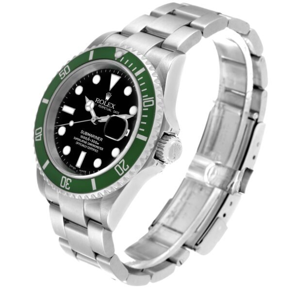 Rolex Submariner Kermit Green 50th Anniversary Flat 4 Steel Mens Watch 16610LV