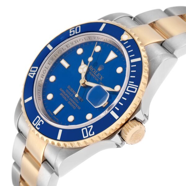 Rolex Submariner Steel Yellow Gold Blue Dial Automatic Mens Watch 16613 Box Card