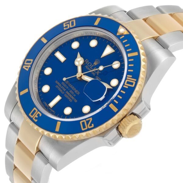 Rolex Submariner Steel Yellow Gold Blue Dial Bezel Mens Watch 116613 Box Card