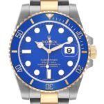 Rolex Submariner Steel Yellow Gold Blue Dial Bezel Mens Watch 116613 Card