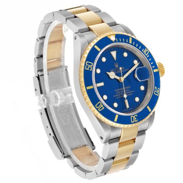 Rolex Submariner Steel Yellow Gold Blue Dial Bezel Mens Watch 16613 Box Card