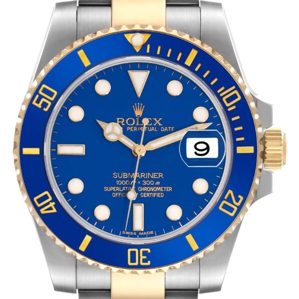 Rolex Submariner Steel Yellow Gold Blue Dial Mens Watch 116613