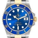 Rolex Submariner Steel Yellow Gold Blue Dial Mens Watch 116613 Box Card