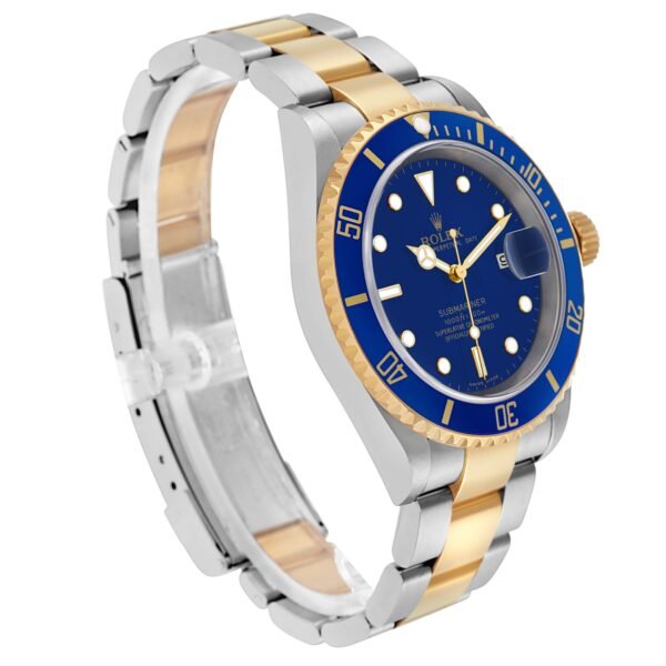 Rolex Submariner Steel Yellow Gold Blue Dial Mens Watch 16613 Box Papers