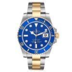 Rolex Submariner Steel Yellow Gold Blue Diamond Dial Bezel Mens Watch 116613