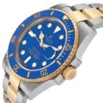 Rolex Submariner Steel Yellow Gold Blue Diamond Dial Mens Watch 116613 Box Card