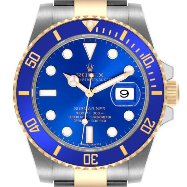 Rolex Submariner Steel Yellow Gold Blue Mens Watch 116613 Box Card