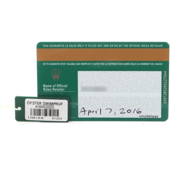 Rolex Submariner Steel Yellow Gold Diamond Mens Watch 116613 Box Card