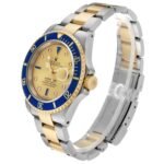 Rolex Submariner Steel Yellow Gold Diamond Sapphire Serti Dial Mens Watch 16613