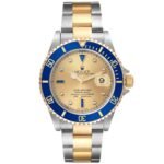 Rolex Submariner Steel Yellow Gold Diamond Sapphire Serti Dial Mens Watch 16613 Box Papers