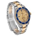 Rolex Submariner Steel Yellow Gold Diamond Sapphire Serti Dial Mens Watch 16613 Box Papers