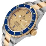 Rolex Submariner Steel Yellow Gold Diamond Sapphire Serti Dial Mens Watch 16613 Box Papers