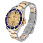 Rolex Submariner Steel Yellow Gold Diamond Sapphire Serti Dial Mens Watch 16613 Box Service Card