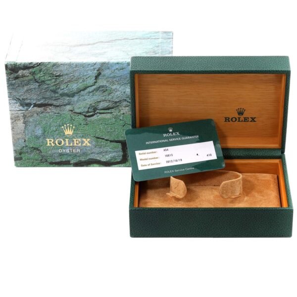 Rolex Submariner Steel Yellow Gold Diamond Sapphire Serti Dial Mens Watch 16613 Box Service Card