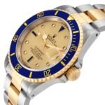 Rolex Submariner Steel Yellow Gold Diamond Sapphire Serti Dial Mens Watch 16613 Box Service Card