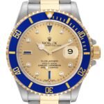 Rolex Submariner Steel Yellow Gold Serti Dial Mens Watch 16613