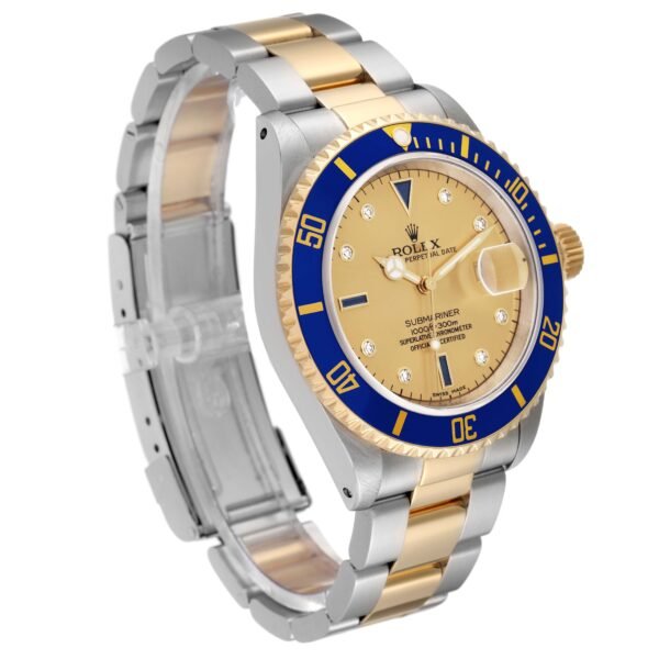Rolex Submariner Steel Yellow Gold Serti Dial Mens Watch 16613