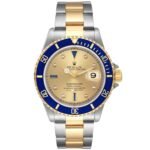 Rolex Submariner Steel Yellow Gold Serti Dial Mens Watch 16613 Box Service Card