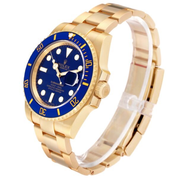 Rolex Submariner Yellow Gold Blue Dial Ceramic Bezel Mens Watch 116618 Unworn